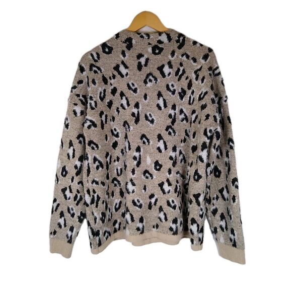 TRIBAL Leopard Print Sweater Mock Neck Pullover Long Sleeve Soft 3D Texture XL - Picture 4 of 8